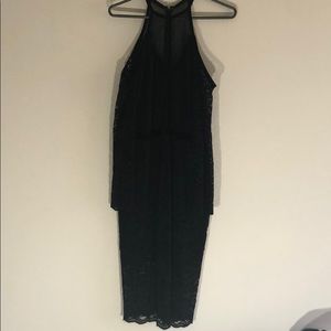 Black Lace Dress Cut Out Shoulders